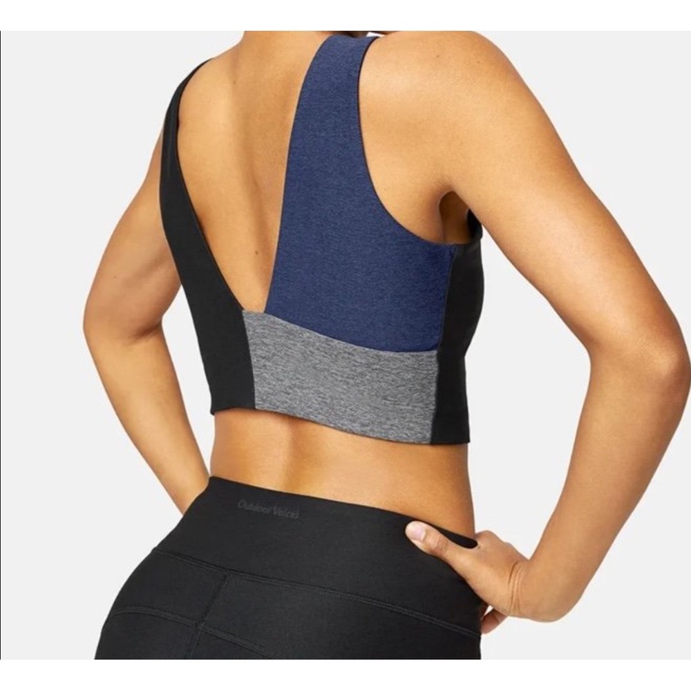 Outdoor Voices Venus Crop Top Colorblock‎ Black Blue Grey Medium